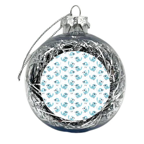 Happy Blue Birds Pattern - xmas bauble by Claire Stamper