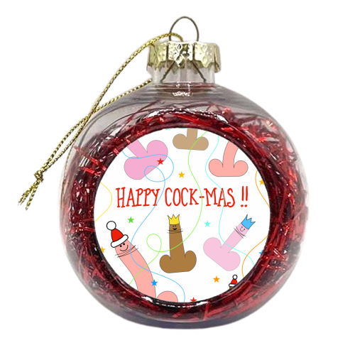 Happy Cock-mas ! - xmas bauble by Adam Regester