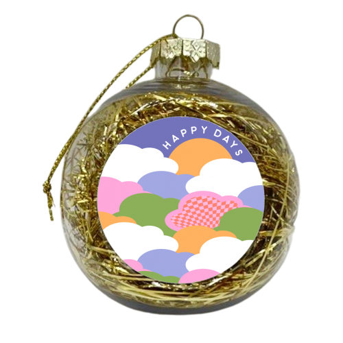 Happy Days in Rainbow Clouds - xmas bauble by Dominique Vari