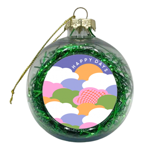 Happy Days in Rainbow Clouds - xmas bauble by Dominique Vari