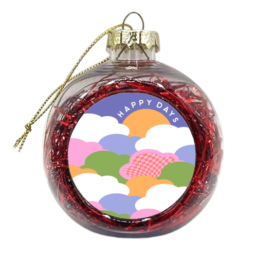 Happy Days in Rainbow Clouds - xmas bauble by Dominique Vari