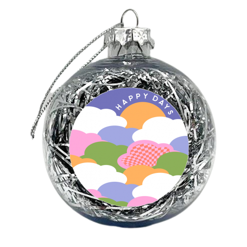 Happy Days in Rainbow Clouds - xmas bauble by Dominique Vari
