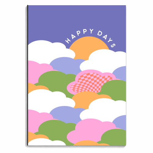 Happy Days in Rainbow Clouds - personalised A4, A5, A6 notebook by Dominique Vari