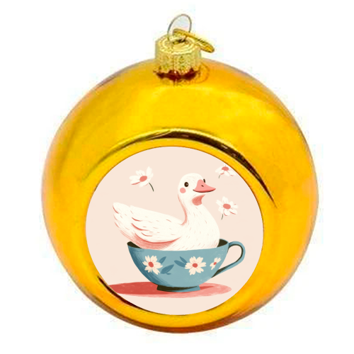 Happy Duck - colourful christmas bauble by DejaReve