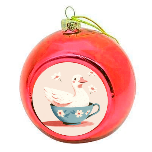 Happy Duck - colourful christmas bauble by DejaReve