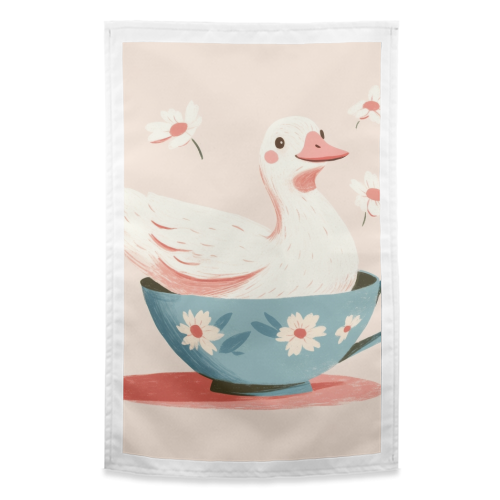 Happy Duck - funny tea towel by DejaReve