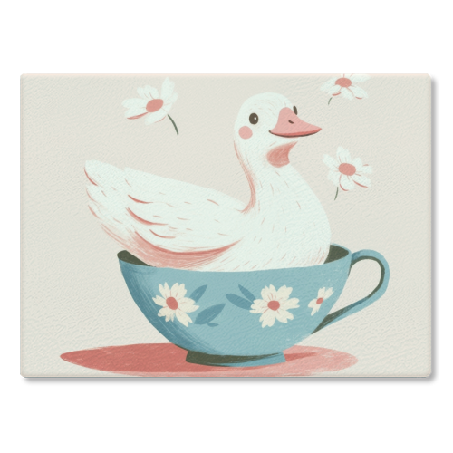 Happy Duck - glass chopping board by DejaReve