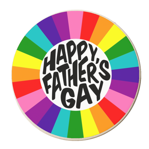 Happy father's gay rainbow - personalised beer coaster by The Girl Next Draw