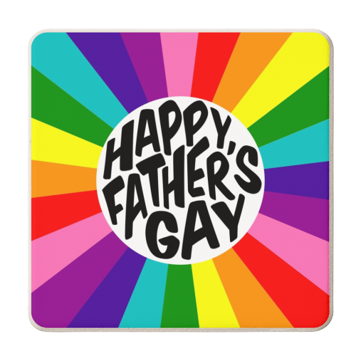 Happy father's gay rainbow - personalised beer coaster by The Girl Next Draw