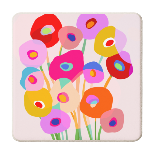 Happy flower bouquet for her - personalised beer coaster by Dominique Vari