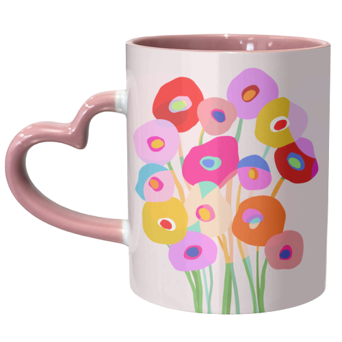Happy flower bouquet for her - unique mug by Dominique Vari