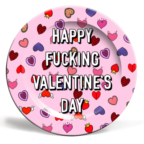 Happy Fucking Valentine's Day - ceramic dinner plate by Adam Regester