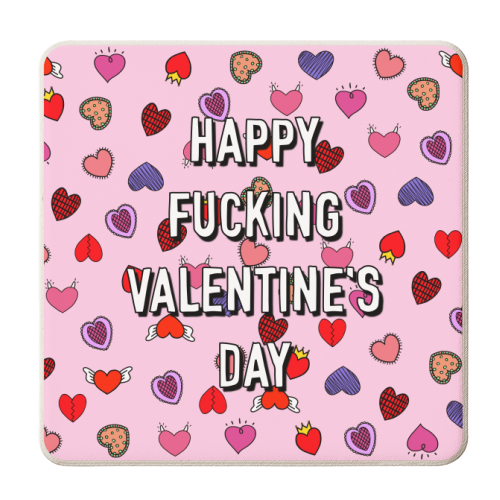 Happy Fucking Valentine's Day - personalised beer coaster by Adam Regester