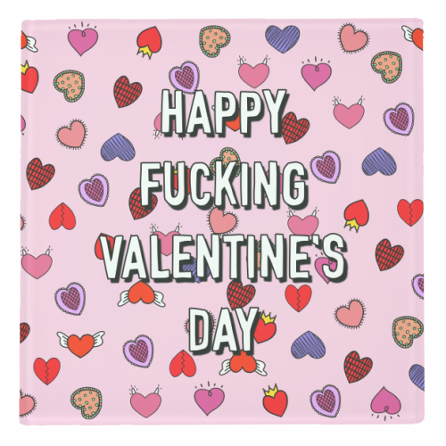Happy Fucking Valentine's Day - personalised beer coaster by Adam Regester