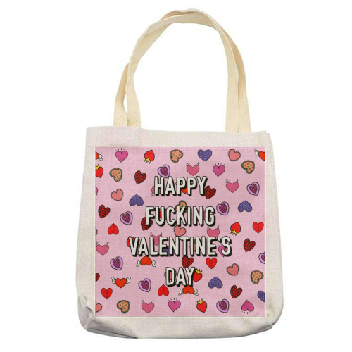 Happy Fucking Valentine's Day - printed canvas tote bag by Adam Regester