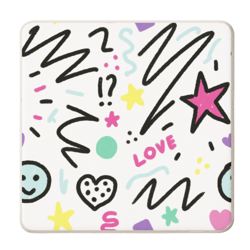 Happy graffiti - personalised beer coaster by Alexandra Williams