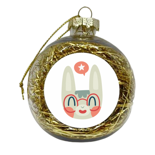 Happy Green Bunny - xmas bauble by Claire Stamper