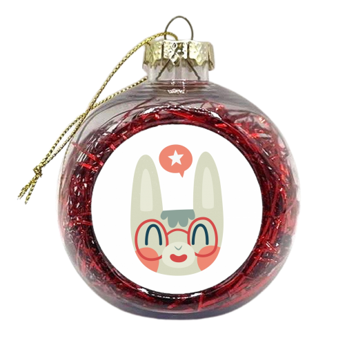 Happy Green Bunny - xmas bauble by Claire Stamper