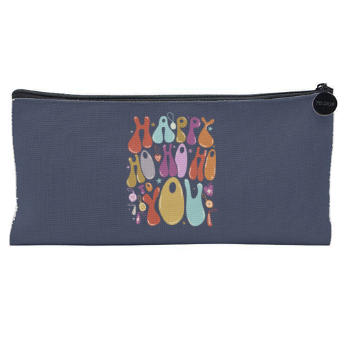 Happy Ho Ho Ho to You Christmas Typography - flat pencil case by Ania Wieclaw