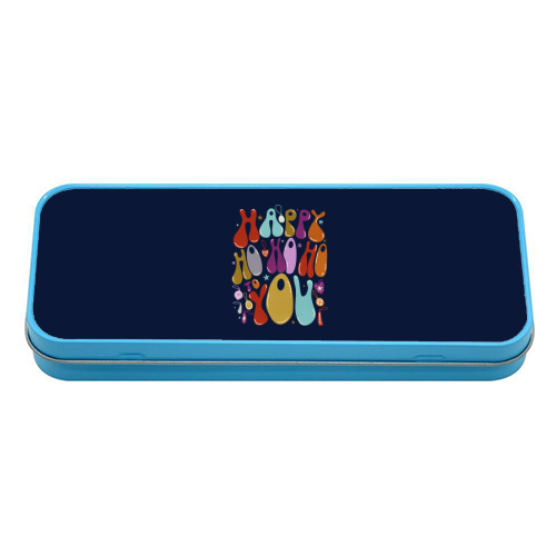 Happy Ho Ho Ho to You Christmas Typography - tin pencil case by Ania Wieclaw