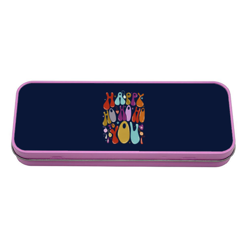 Happy Ho Ho Ho to You Christmas Typography - tin pencil case by Ania Wieclaw