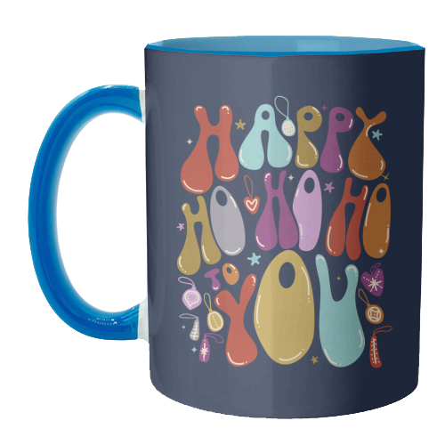 Happy Ho Ho Ho to You Christmas Typography - unique mug by Ania Wieclaw