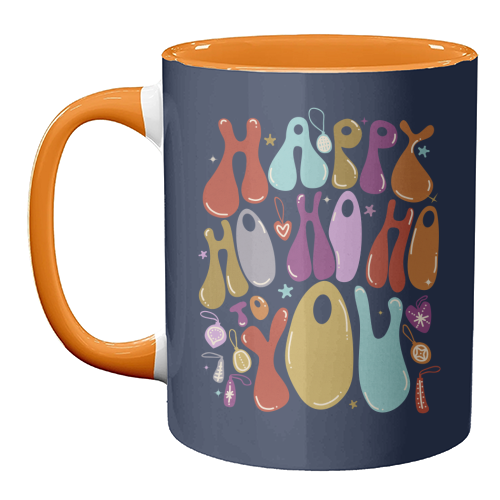 Happy Ho Ho Ho to You Christmas Typography - unique mug by Ania Wieclaw