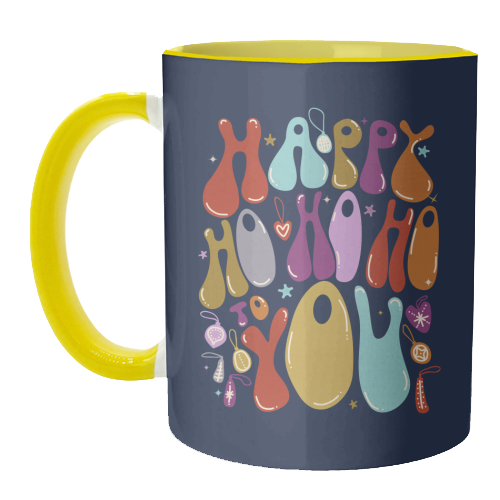 Happy Ho Ho Ho to You Christmas Typography - unique mug by Ania Wieclaw