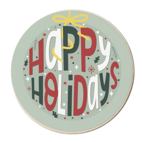 Happy holidays bauble print - personalised beer coaster by The Girl Next Draw