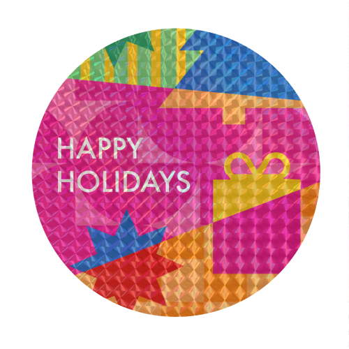 Happy Holidays Geometric Christmas Design - Circle Sticker by AbiGoLucky