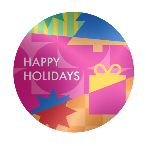 Happy Holidays Geometric Christmas Design - Circle Sticker by AbiGoLucky