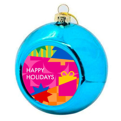 Happy Holidays Geometric Christmas Design - colourful christmas bauble by AbiGoLucky