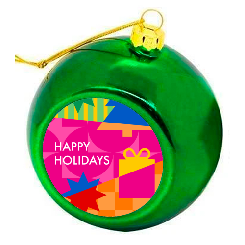 Happy Holidays Geometric Christmas Design - colourful christmas bauble by AbiGoLucky