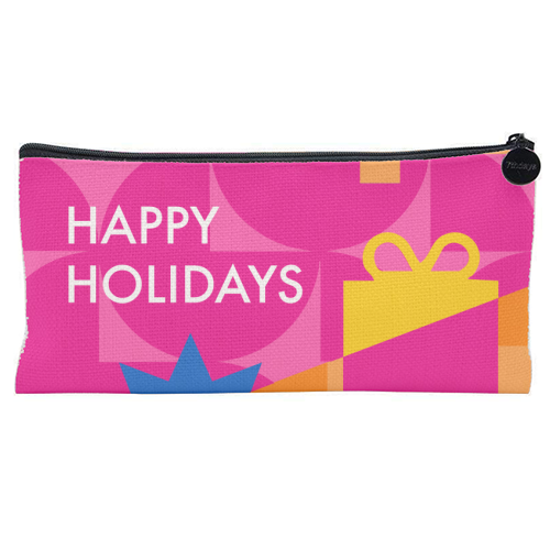 Happy Holidays Geometric Christmas Design - flat pencil case by AbiGoLucky
