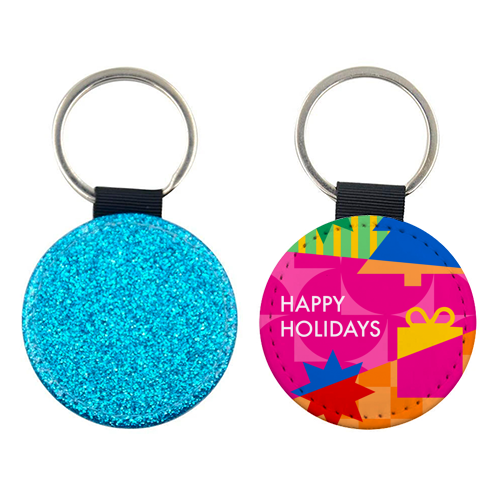 Happy Holidays Geometric Christmas Design - keyring by AbiGoLucky