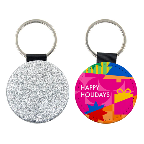 Happy Holidays Geometric Christmas Design - keyring by AbiGoLucky