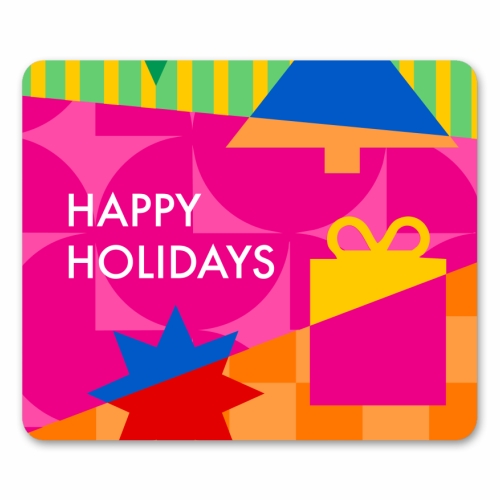 Happy Holidays Geometric Christmas Design - mouse mat by AbiGoLucky