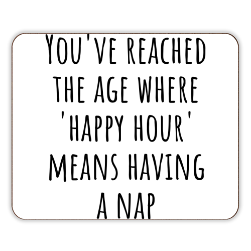 “Happy Hour” Means Nap Time – Funny Retirement Gift for a Coworker Entering Pension Life - designer placemat by skattia ilie