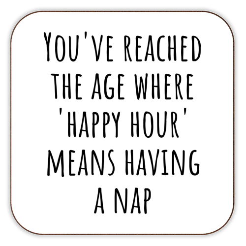 “Happy Hour” Means Nap Time – Funny Retirement Gift for a Coworker Entering Pension Life - personalised beer coaster by skattia ilie