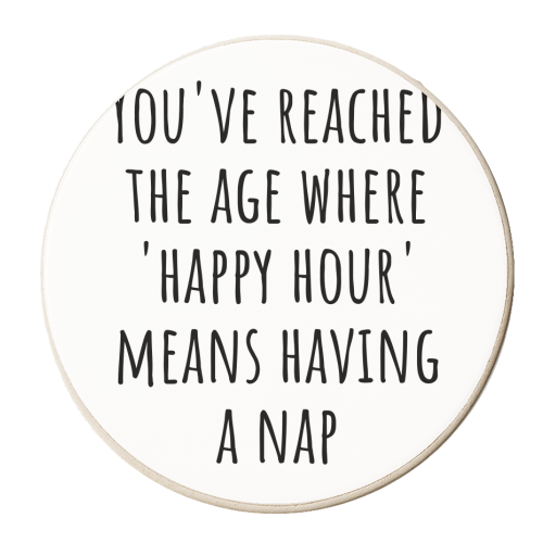 “Happy Hour” Means Nap Time – Funny Retirement Gift for a Coworker Entering Pension Life - personalised beer coaster by skattia ilie