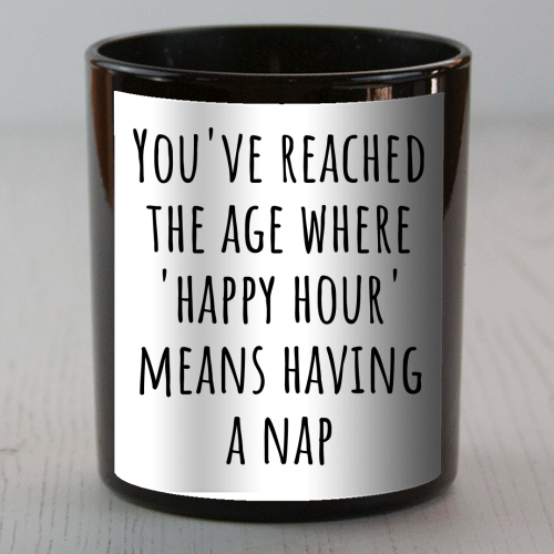 “Happy Hour” Means Nap Time – Funny Retirement Gift for a Coworker Entering Pension Life - scented candle by skattia ilie