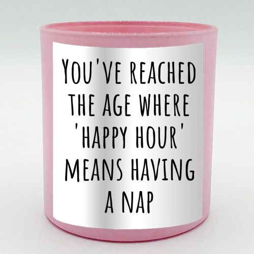 “Happy Hour” Means Nap Time – Funny Retirement Gift for a Coworker Entering Pension Life - scented candle by skattia ilie