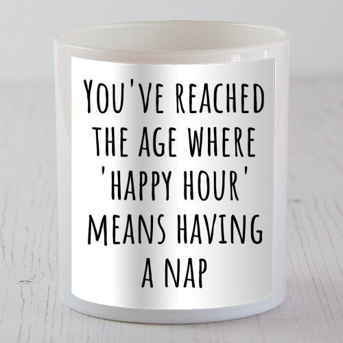 “Happy Hour” Means Nap Time – Funny Retirement Gift for a Coworker Entering Pension Life - scented candle by skattia ilie