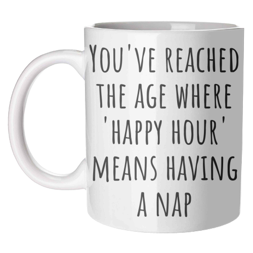 “Happy Hour” Means Nap Time – Funny Retirement Gift for a Coworker Entering Pension Life - unique mug by skattia ilie