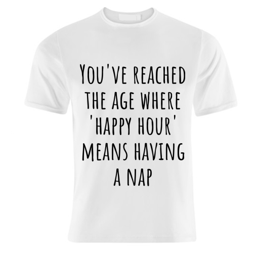 “Happy Hour” Means Nap Time – Funny Retirement Gift for a Coworker Entering Pension Life - unique t shirt by skattia ilie