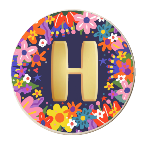 HAPPY LETTER H - personalised beer coaster by Nichola Cowdery