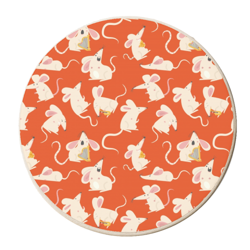 Happy mice pattern - personalised beer coaster by Ania Wieclaw