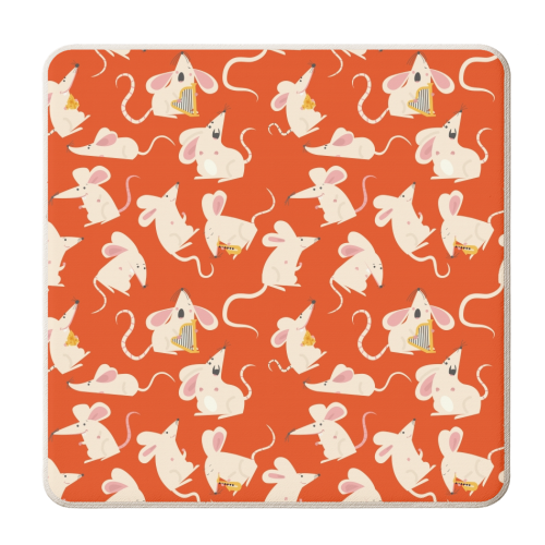Happy mice pattern - personalised beer coaster by Ania Wieclaw