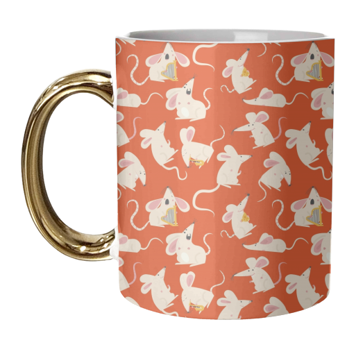 Happy mice pattern - unique mug by Ania Wieclaw