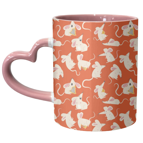 Happy mice pattern - unique mug by Ania Wieclaw